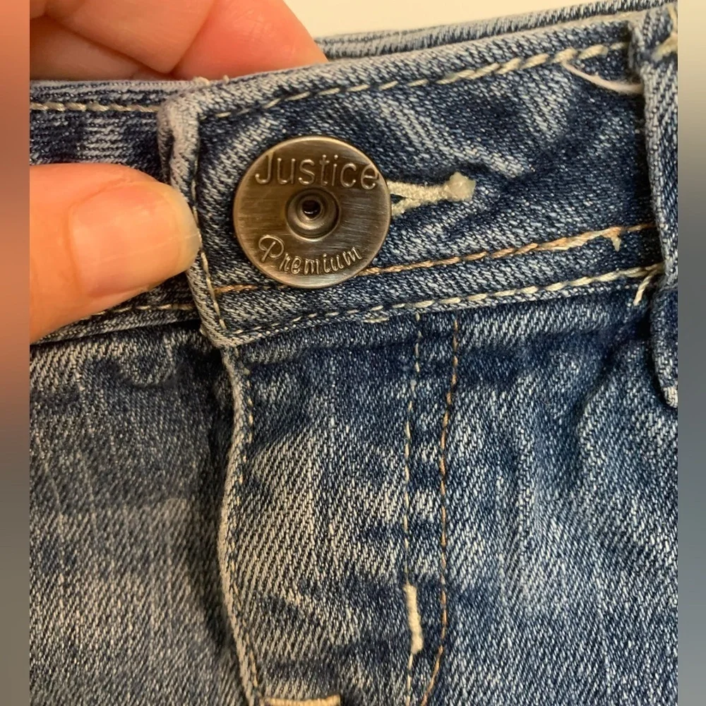 Justice Jean shorts size 8R frayed bottoms blue denim girls!